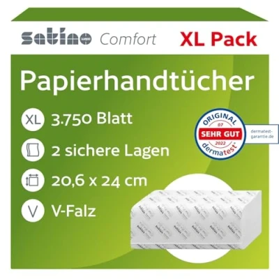Abbildung von Satino Papierhandtuch 277330 20,6x24cm 2 lagig Z.Falz 3.750 Blatt