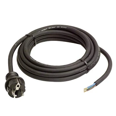 Abbildung von as Schwabe Gummi Anschlussleitung, 10 m H07RN F 3G1,5 Verbindungskabel, Schutzkontaktstecker mit Leitung, Strom Kabel Aderendhülsen, 230V, 16A, IP44, Schwarz, 70910