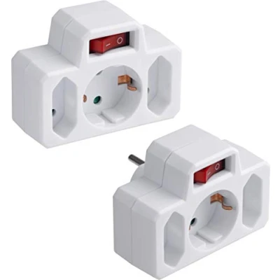 Abbildung von Meister Zwischenstecker 3 Fach 2 Stück im Set Steckplatz Beleuchteter Schalter weiß IP20 Innenbereich Stromsparende Nutzung/Steckdosenadapter/Eurostecker / 7421230, Euro 1 Schuko