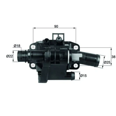 Abbildung von MAHLE ORIGINAL TH 41 83 Kühlwasserthermostat mit Dichtung PEUGEOT: 206 Schrägheck, 207 CC, SW, MINI: Clubman, Schrägheck