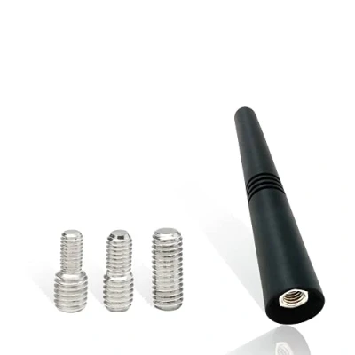 Abbildung von Vecys Universal 9cm Autoantennenstange 1St. Dachantenne Autoantenne FM AM Ersatzantenne mit 3 Adaptern (M4, M5, M6) Kurzstange für Tuning Radio Autoadapter Schwarz