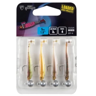 Abbildung von Fox Rage Micro Tiddler Fast Mixed UV Colour Pack Loaded 5cm + 3g (4pcs) 1 Gummifisch