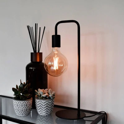 Abbildung von Calex U Line Tischlampe, 53 cm Höhe, Schwarz, Tischleuchte mit E27 Fassung, ohne Leuchtmittel, Industrie Look