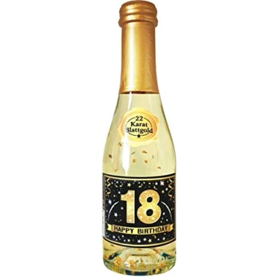 Abbildung von AV Andrea Verlag Pfeif auf&#039;s Alter 18 im Geschenke Set für Frauen und Männer zum Geburtstag mit Kräuterlikör oder Piccolo 22 Karat Blattgold Gold schwarz (Piccolo HB 56011)