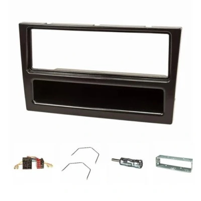 Abbildung von tomzz Audio 2439 062 Radioblende Set kompatibel mit Opel Corsa C Combo Omega B Vectra Meriva schwarz Radioadapter ISO Antennenadapter DIN Entriegelungsbügel Einbauschacht