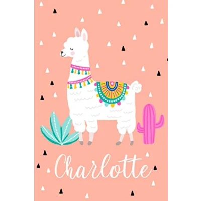 Abbildung von Charlotte: Personalisiertes Design Notizbuch Alpaka Lama 120 linierte Seiten ( ca.DIN A5 ) , perfekte Geschenkidee für die Schule,Weihnachten mit Name