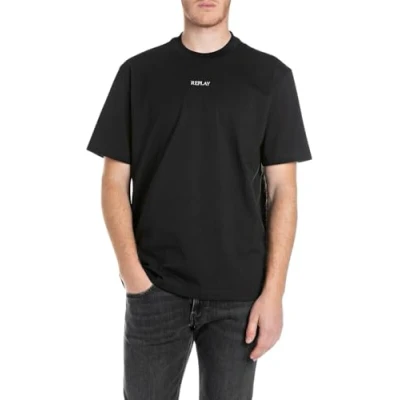 Abbildung von Replay Herren Basic T Shirt Rundhals Kurzarm, 098 Black, S