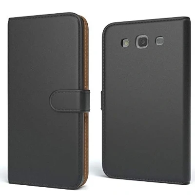 Abbildung von EAZY CASE Tasche kompatibel mit Samsung Galaxy S3 / Neo Schutzhülle Standfunktion Klapphülle Bookstyle, Handytasche Handyhülle Magnetverschluss und Kartenfach, Kunstleder, Schwarz