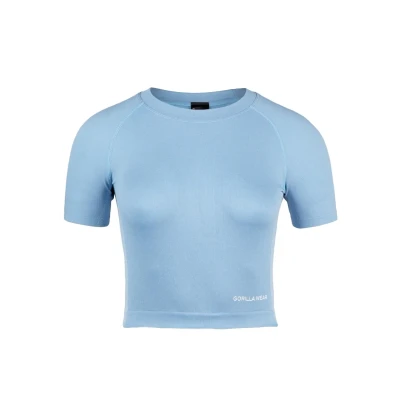 Abbildung von Gorilla Wear Selah Seamless CROP Tshirt print, Damen, Größe: XS/S, Light blue