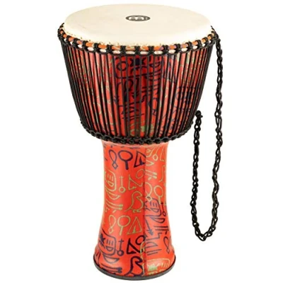 Abbildung von Meinl Percussion Rope Travel Djembe Sehr große Handtrommel Mit Ziegenfell Durchmesser 14 Zoll Kunststoff, Mehrfarbig (PADJ1 XL G)