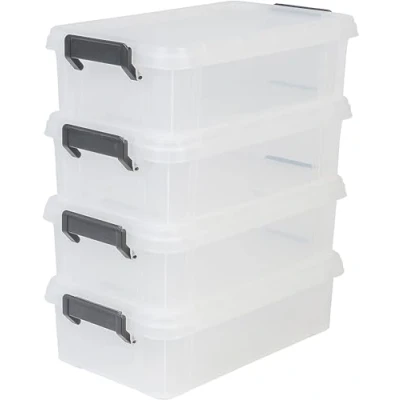 Abbildung von Iris Ohyama, 4er Set, Aufbewahrungsboxen, 4 L, mit Clips, stapelbar, Garage Multi Box MBX Transparent