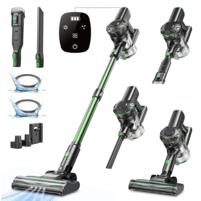 Abbildung von Vexilar V9PRO Akku Staubsauger mit bürstenlosem Motor, 40000Pa Starke Saugleistung, 6 in 1 Tragbarer Kabellos Staubsauger, LED Display Bis zu 50Mins, für Böden/Teppich/Tierhaare