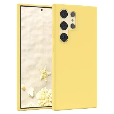 Abbildung von EAZY CASE Premium Silikon Handyhülle kompatibel mit Samsung Galaxy S24 Ultra, Slimcover Kameraschutz und Innenfutter, Silikonhülle, Schutzhülle, Bumper, Handy Case, Hülle, Softcase, Pastell Gelb