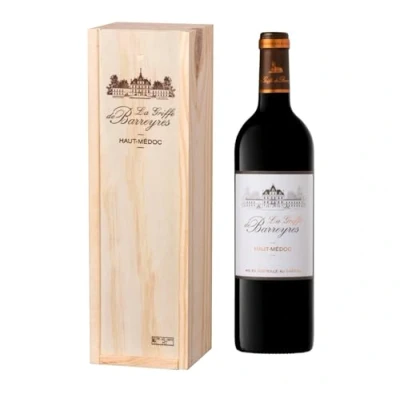 Abbildung von Geschenkset in Holzkiste Rotwein Trocken La Griffe de Barreyres Haut Médoc AOP Jahrgang 2018 Terra Vitis