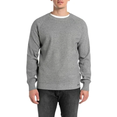 Abbildung von Replay Herren Pullover Comfort Fit, Grau (Iron Melange M08), XXL