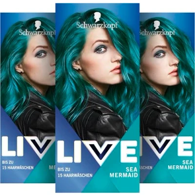 Abbildung von Schwarzkopf LIVE Ultra Brights Semi Permanente Haarfarbe 097 Mermaid (3 x 80 ml), Coloration für intensive oder pastellige Farbergebnisse, hält 1215 Haarwäschen, mit Pflege Conditioner