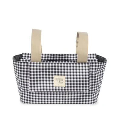Abbildung von Walking Mum. I Love Vichy Wickeltasche für Kinderwagen, kurze Griffe zur Befestigung am Schwarz, 31 x 17 12 cm