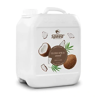 Abbildung von Speed Gloss Spray Coconut, Schweif und Mähnenspray für Pferde, mit exotischem Kokosduft, ultraleichte Kämmbarkeit, Perlglanzeffekt, minimiert Haarbruch (2,5 l)