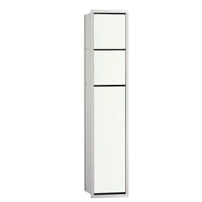 Abbildung von EMCO Asis 150 Unterputz Badschrank für WC, Feuchttücher, alu/Glas weiß, Einbauschrank, Türanschlag wählbar 975027450, Aluminium, One Size