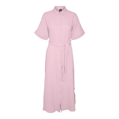 Abbildung von VERO MODA Damen Kleid Vmnatali Nia 2/4 Calf Shirt Dress Wvn, Bonbon, S