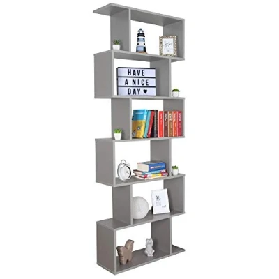 Abbildung von RICOO Regal 192 x 70 25 cm, Standregal grau WM070 PL Spannplatte aus Holz, Bücherregal Wandregal klein, Regale &amp; Ablagen, schmales Regal, Büro Bücherregale, kleines schmal, Büroregal