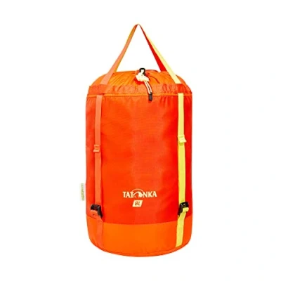 Abbildung von Tatonka Packbeutel Compression Sack 8l Leichter, komprimierbarer Packsack mit Schnallenverschlüssen und Schnürzug Aus recyceltem Polyester 8 Liter Volumen (red orange)