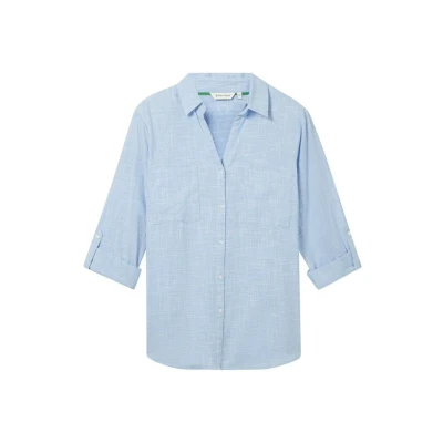Abbildung von TOM Tailor Strukturierte Hemdbluse, Damen, Größe: 44, Dreamy blue
