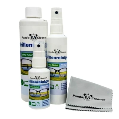 Abbildung von PandaCleaner Brillenreiniger Bio Konzentrat Anti Beschlag Formel Glasreiniger (Spar Set, [4 St. 50ml + 100ml 250ml Mikrofasertuch)