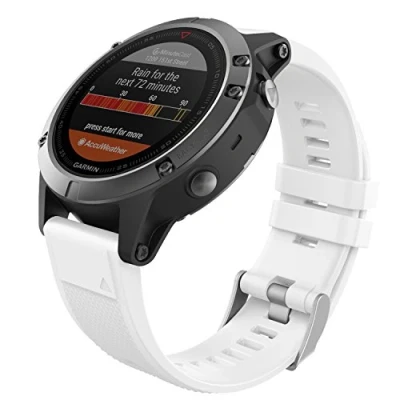 Abbildung von MoKo Armband Kompatibel mit Garmin Fenix 7/7 Pro/6/6 Pro/5/5 Plus/Forerunner 965/955/945/Instinct Solar/Instinct 2, Quick Fit 22mm Silikon Ersatzarmband Uhrenarmband Sportarmband, Weiß