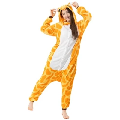 Abbildung von Katara Partyanzug Zoo Wilde Tiere Jumpsuit Kostüm Erwachsene S XL, Karneval Kostüm, Kigurumi Giraffe orange (145 155cm)