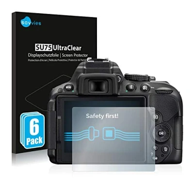 Abbildung von Savvies 6 Stück Schutzfolie für Nikon D5300 Displayschutz Folie Ultra Transparent
