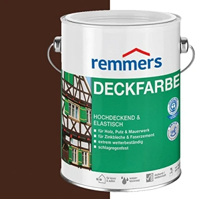 Abbildung von Remmers Deckfarbe nussbraun, 0,75 Liter, für innen und außen, Wetterschutzfarbe viele Untergründe, hochdeckend, wetterfest