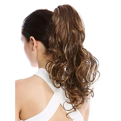 Abbildung von WIG ME UP N472 V 12TT26 Haarteil Zopf Pferdeschwanz geflochtene Strähnen lockig gewellt gesträhnt braun blond 35 cm