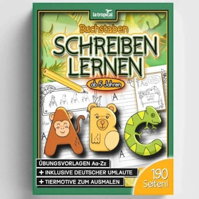 Abbildung von Buchstaben schreiben lernen ab 5 Jahren: Mein großes ABC der Tiere! Vorschule Übungsheft zum Alphabet Druckschrift mit Malbildern. ... für die und Grundschule, Band 2)