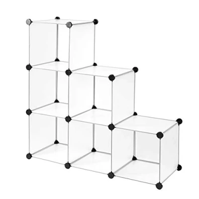 Abbildung von dibea Steckregal aus Kunststoff Schuhregal Aufbewahrungsregal modulares System, mit 6 Fächern á 30x30 cm transparent