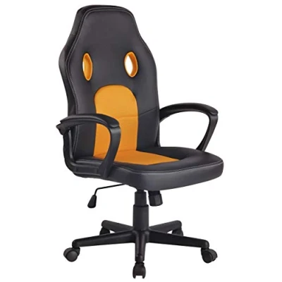 Abbildung von CLP Gaming Bürostuhl Elbing I Höhenverstellbarer Schreibtischstuhl, Farbe:schwarz/gelb