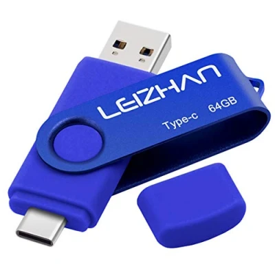 Abbildung von LEIZHAN USB Stick Type C Memory 64GB Flash Drive OTG(On The Go) 2 in 1 Speicherstic for Smart Phone and MacBook (64GB, Blau)