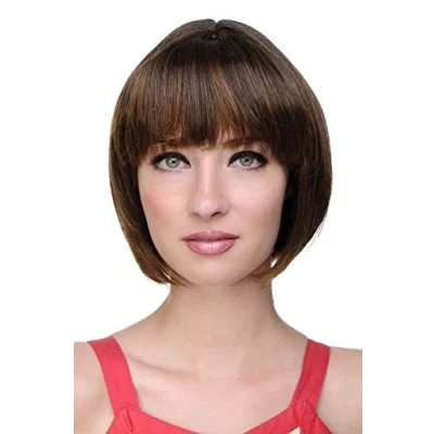 Abbildung von WIG ME UP 703 2T30 Sexy Bob, Perücke, gerader Pony, Schwarz Braun Mix, Schwarzbraun und Kupferbraun gesträhnt, mit helleren Spitzen