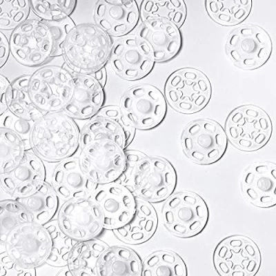Abbildung von Geosar 40 Paare Kunststoff Druckknopf Verschlussknöpfe Transparente Knöpfe Unsichtbare Annähen Druckknöpfe Klare für DIY Handwek Nähen von Kleidung (15 mm/ 0,59 Zoll)