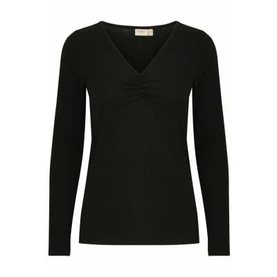 Abbildung von Fransa TEE Langarmshirt, Damen, Größe: Large, Black
