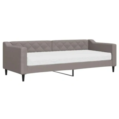 Abbildung von vidaXL Tagesbett, Schlafsofa mit Matratze, Bettsofa Gästebett Lattenrost, Sofa Bett für Schlafzimmer Wohnzimmer, Taupe 80x200 cm Stoff
