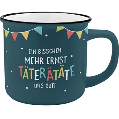 Abbildung von GRUSS &amp; CO Becher Motiv &quot;Ernst&quot; New Bone China Porzellan, Emaille Optik, 35 cl Geschenk, Tasse lustig 47898