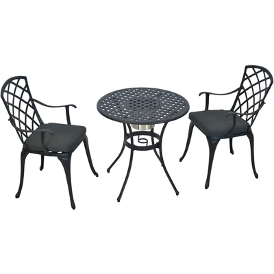 Abbildung von MERXX Garten Essgruppe &quot;&quot;Rhodos&quot;&quot;, (Set, 5 tlg., Aluminiumguss, Inkl. Auflagen), Tisch: Øx H: 70x70 cm