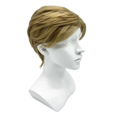 Abbildung von SKHAOVS Männer Perücken Herrenperücke mit Pony Natürliche Synthetische Vollperücke für Blond Perücke Kurz Täglich Party Kostüm Halloween Cosplay Tragen Karneval täglichen (Blond)