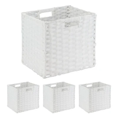 Abbildung von relaxdays Regalkorb Aufbewahrungskorb im 4er Set (4er Set), Weiß