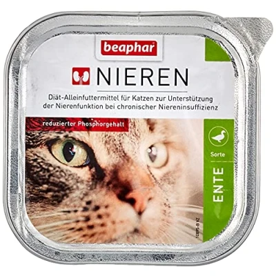 Abbildung von beaphar Nierendiät Für Katzen Diätfutter Reduzierter Phosphorgehalt Mit Wertvollem Lachsöl Zur Unterstützung Der Nierenfunktion Schonkost Feinschmecker 1x 100 g Ente