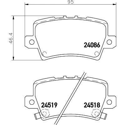 Abbildung von HELLA 8DB 355 006 751 Bremsbelagsatz mit akustischer Verschleißwarnung Bremssattelschrauben Zubehör HONDA: CIVIC 8 Hatchback
