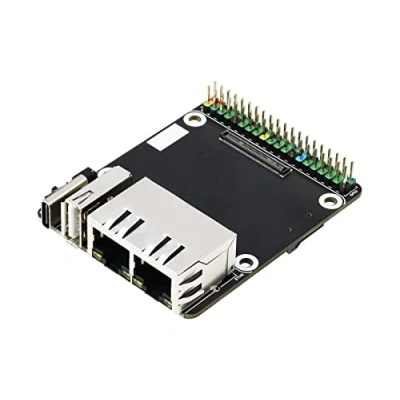 Abbildung von Mini Dual Gigabit Ethernet Base Board for Raspberry Pi Compute Module 4 CM4/4 Lite, Ports,1xRaspberry 40PIN GPIO Header,1xUSB 2.0 Port, 5V Power Input