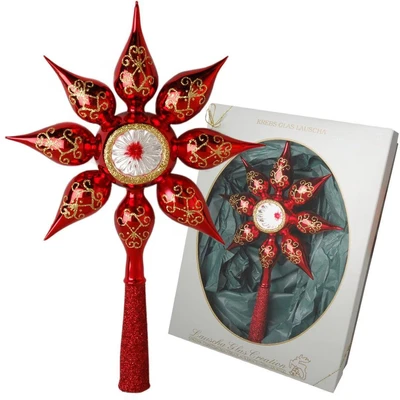 Abbildung von Krebs Glas Lauscha Christbaumspitze &quot;Stern mit Reflex, Weihnachtsdeko rot, Christbaumschmuck&quot;, mundgeblasen, rot