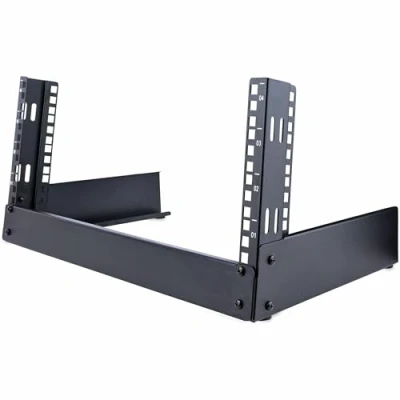 Abbildung von StarTech.com 4HE 19 Zoll Tisch Rack mit offenem Rahmen 2 Pfosten, freistehendes Netzwerk für Patch Panel/AV/IT/Studio Ausrüstung, 30kg Tragkraft Käfig Muttern/Schrauben (RK4OD)